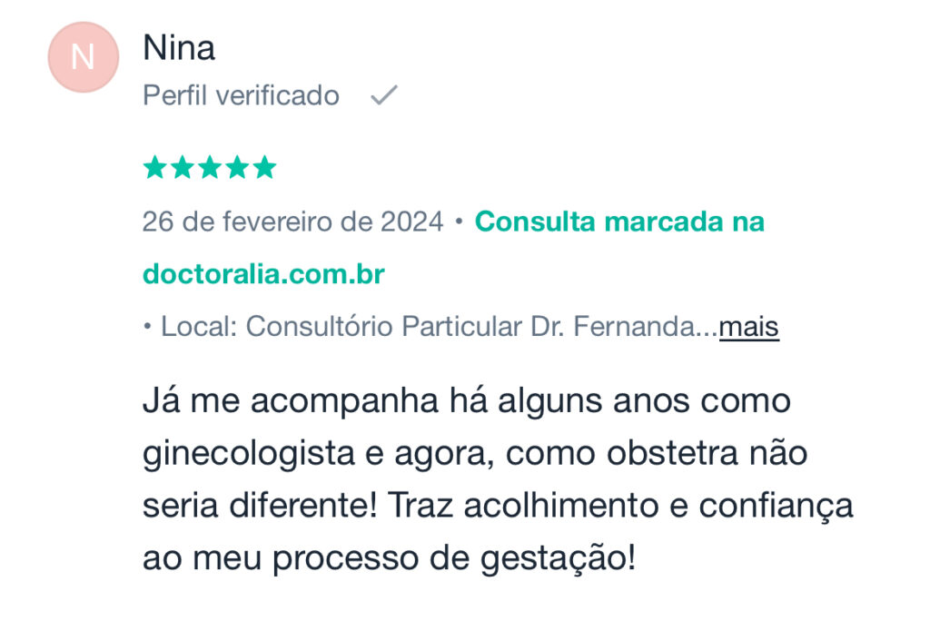 Comentários sobre Dra Fernanda ginecologista e obstetra em Belo Horizonte