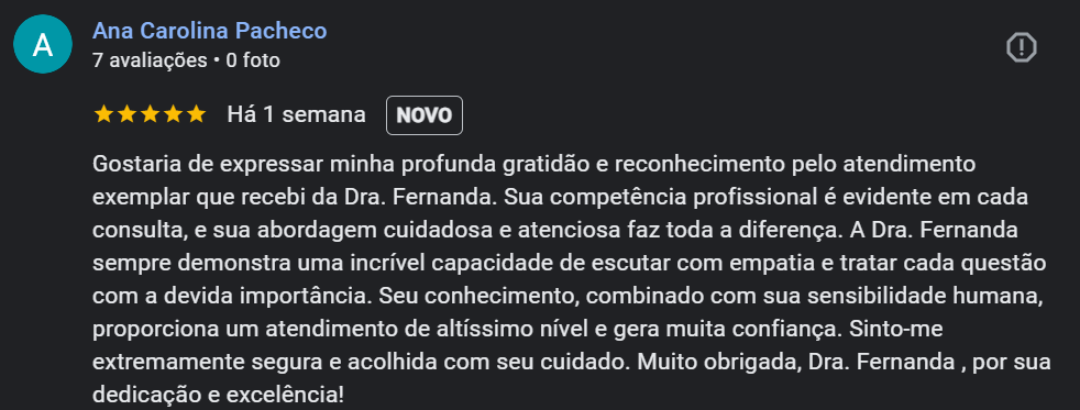 Comentários sobre Fernanda Beatriz, médica ginecologista e obstetra em Belo Horizonte