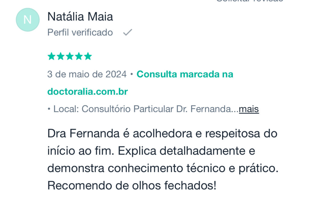 Comentários sobre Dra Fernanda Beatriz médica giecologista e obstetra