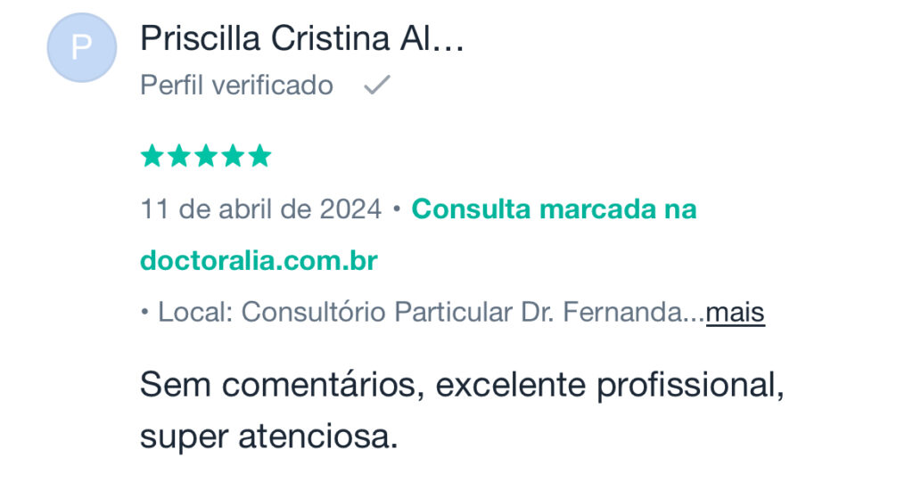 Comentários sobre Dra Fernanda Beatriz médica giecologista e obstetra